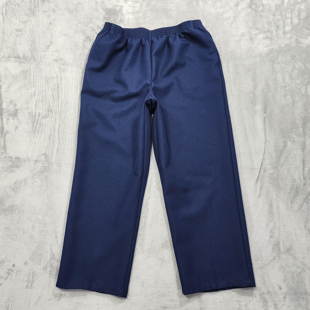 Vintage Alfred Dunner Pants Womens 14 Blue Straight Leg Pull On Crop Capri Twill